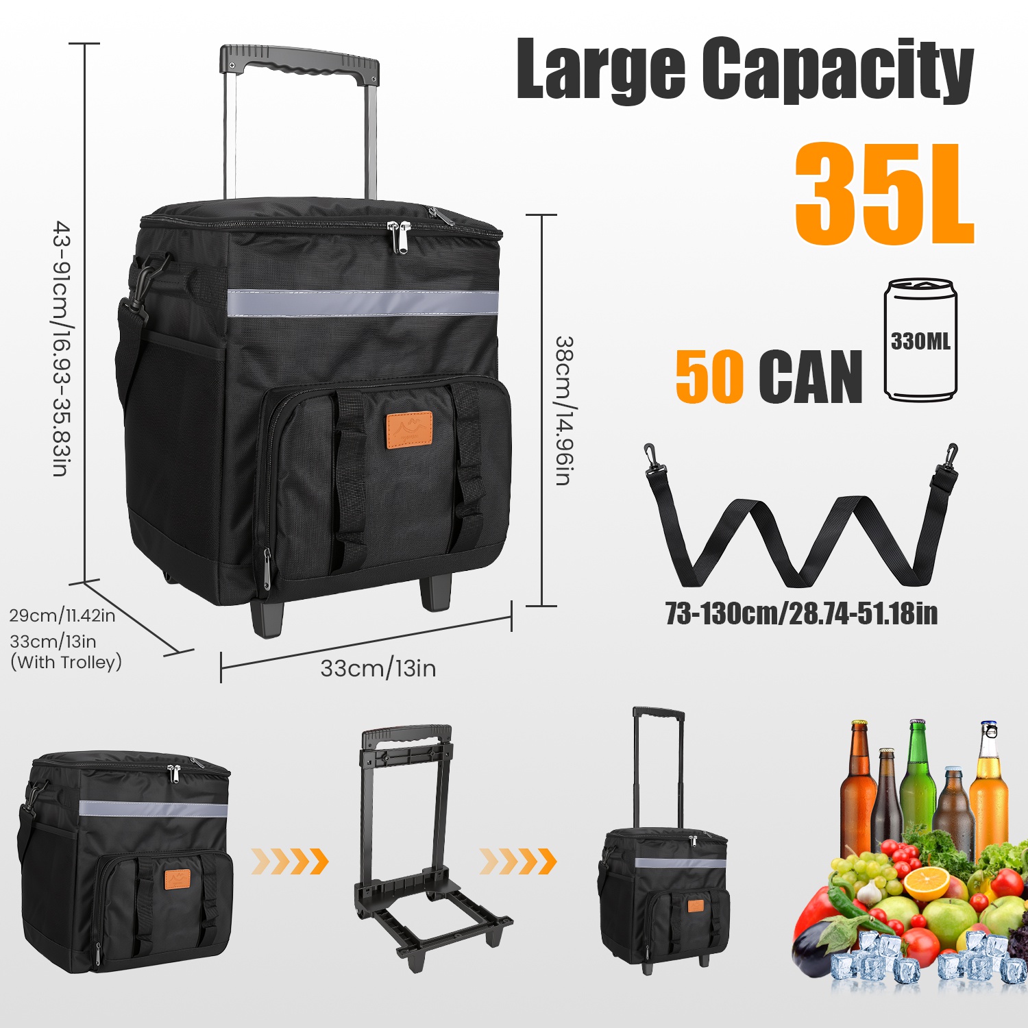 Portable Rolling Cooler Bag with Wheels