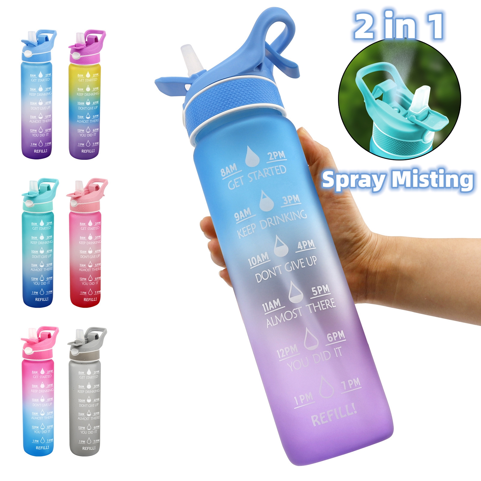 Water Bottle Straw Space Cup — Insulated Sports Straw Lid Cup